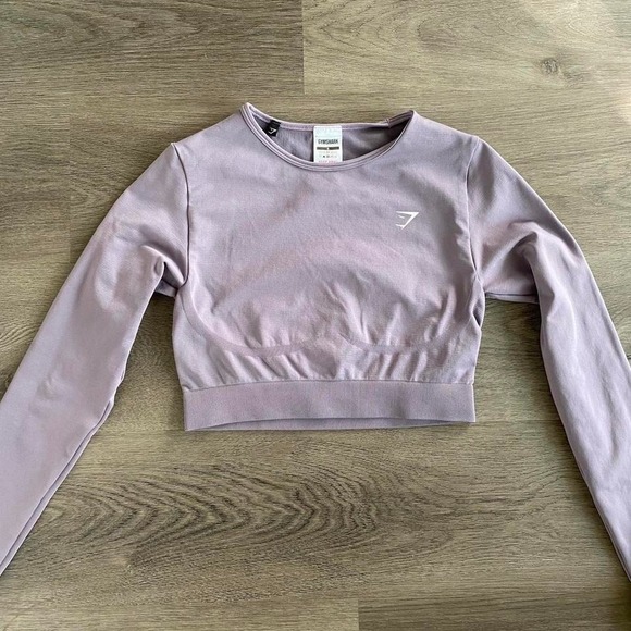 Gymshark Tops - Gymshark Everyday Seamless Purple Long Sleeve Crop Top Women's Size Small Gym